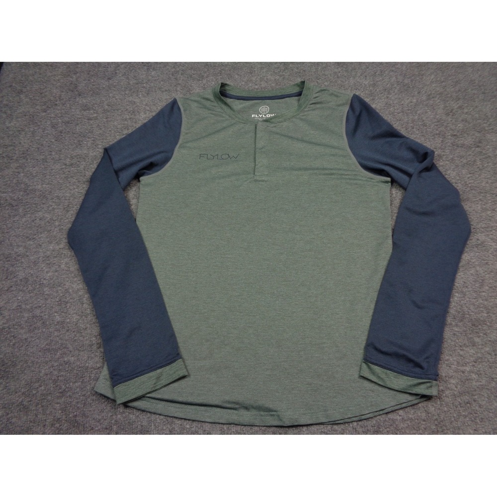 Flylow Henley Long Sleeve Top Womens M Blue Green Textured Performance Shirt
